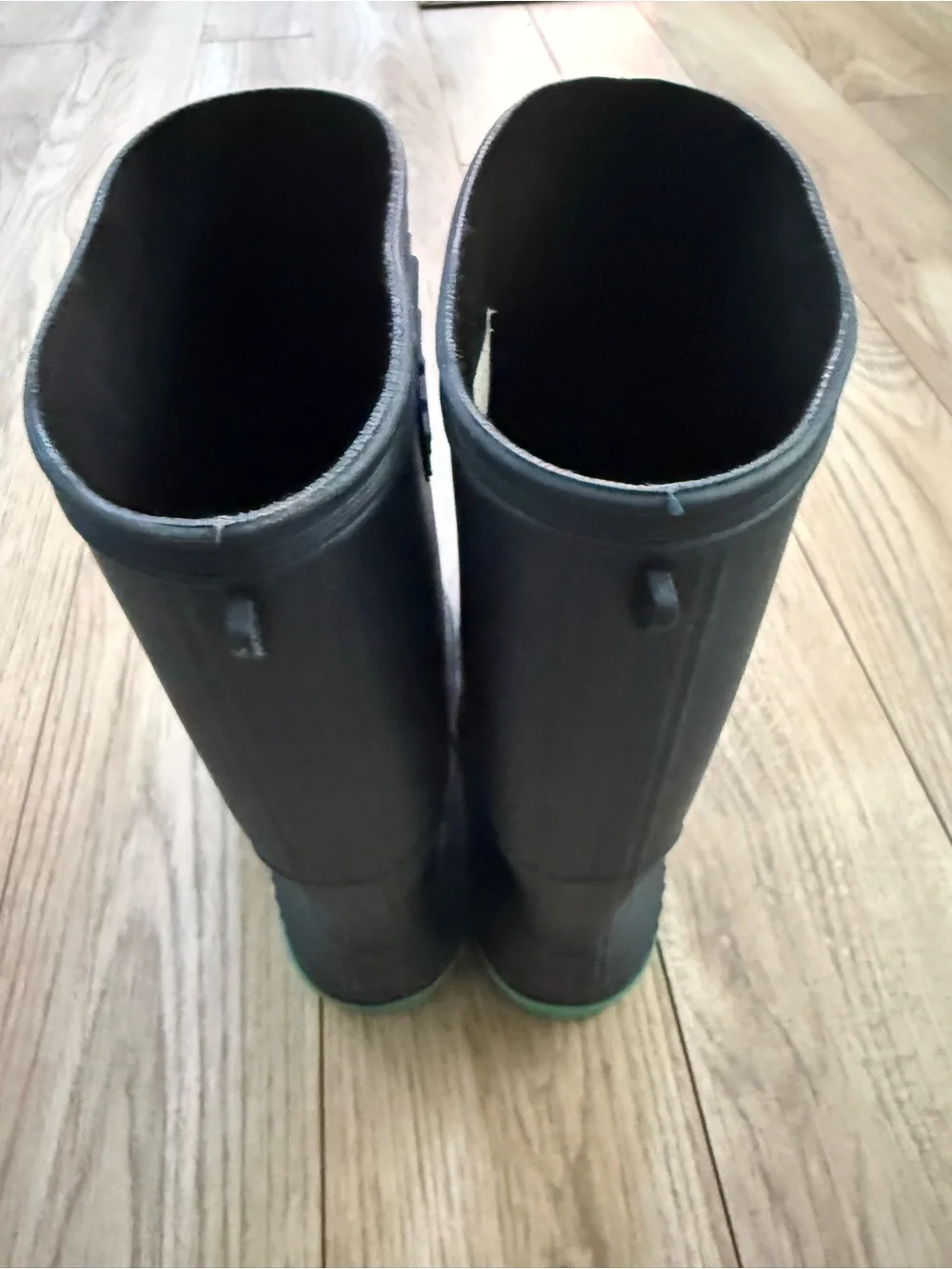 Kids Black Rain Boots with Green Trim - Waterproof Boots